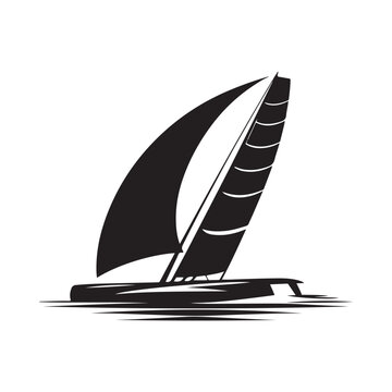 recommend clip art: Trimaran Silhouette Vectors - Nautical Boat Illustration for Design Projects