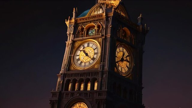 big clock tower at night