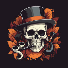 Vibrant Skull with Hat - Colorful Vector Illustration Design