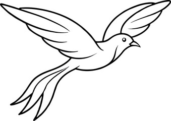 Flying Bird Illustration in Minimalist Black Outline Style