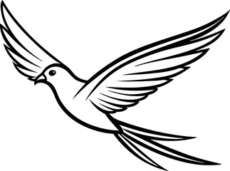 Elegant Line Art of a Bird in Flight Illustration