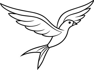 Obraz premium Black and White Illustration of a Flying Bird