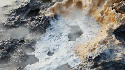 Detailed view of quicklime absorbing moisture, illustrating the chemical reaction process