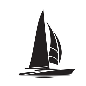 recommend clip art: Trimaran Silhouette Vectors - Nautical Boat Illustration for Design Projects