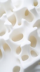 This artwork features a close-up view of a stunning, coral-inspired texture crafted from frosted white plastic, showcasing detailed patterns illuminated softly