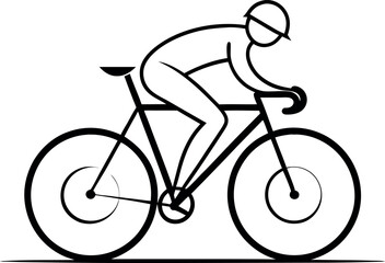 Naklejka premium Minimalist Cyclist Line Art Illustration on White Background