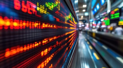 Fototapeta premium A major economic announcement affecting stock market trends, with news tickers and graphs