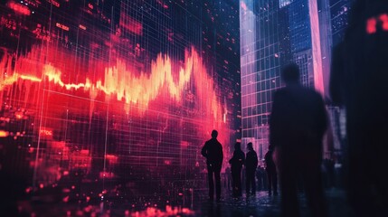 Fototapeta premium A major stock market crash depicted with plummeting graphs and stressed traders