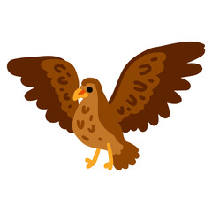 Eagle cartoon vector illustration isolated on white background. Bird zoo character