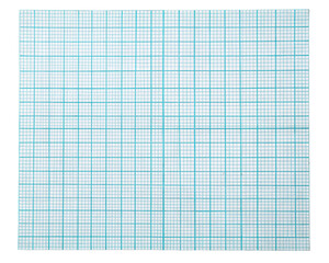 Blue graph paper sheet featuring a grid of squares. Lines are evenly spaced, creating a uniform grid pattern, ideal for mathematical and engineering purposes. Isolated on transparent background, png.