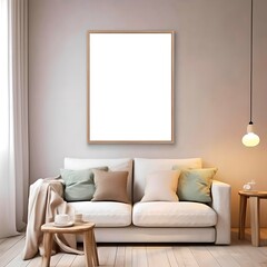 Blank white canvas in frame for mockups, posters and art illustrations, to display your artwork