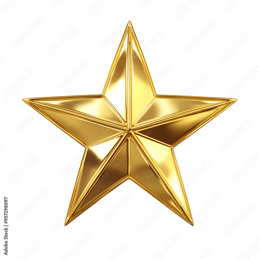 Wall mural gold star isolated on transparent background generative ai.
