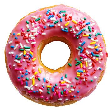 donut with bright and colorful sprinkles isolated on transparent background Generative Ai.
