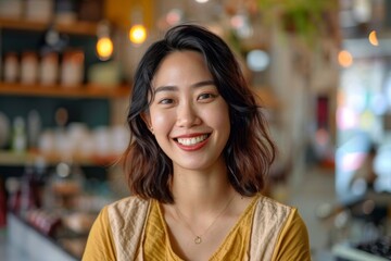 Portrait of a smiling young Asian woman small business owner