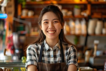 Portrait of a smiling young Asian woman small business owner