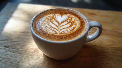 A steaming cup of cappuccino with a delicate latte art design