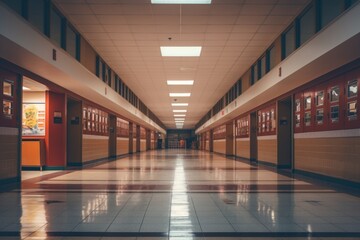 Interior of a Highschool empty hallway
