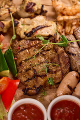 Indulge in a Delicious Grilled Steak Artfully Presented on a Wooden Serving Board