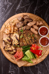 Indulge in a Delicious Grilled Steak Artfully Presented on a Wooden Serving Board