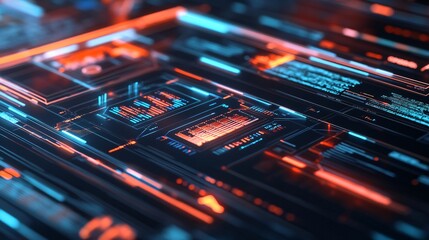 Obraz premium Strategic planning analysis, futuristic data displays and charts, 3D illustration