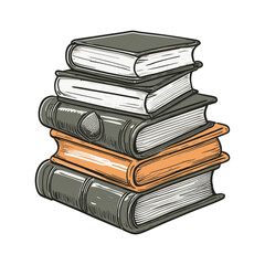 Stacked Dark Vintage Books Illustration