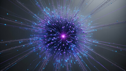 Fototapeta premium Abstract Fiber Optics Blue Violet Bokeh Background, Generative AI