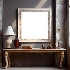 Blank white canvas in frame for mockups, posters and art illustrations, to display your artwork