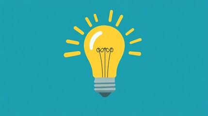 Light bulb with expanding light rays, ideas illuminating growth paths, flat design illustration
