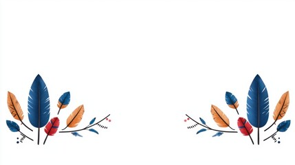 Boho Geometric Tribal Border with Native American Influence on a Clean White Background