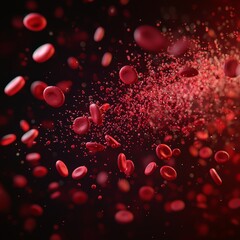 Detailed red blood cells, microscopic view with soft focus, 3D illustration