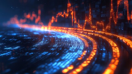 Obraz premium Digital stock market data flowing like a river, symbolic of market trends