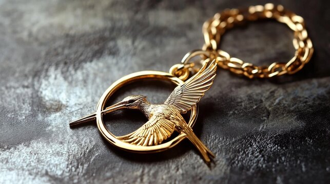 Golden Mockingjay Keychain
