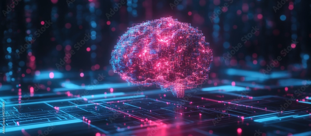 Poster 2d illustration showcasing the concept of thought featuring an abstract brain design representing ar