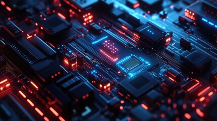 Obraz premium 2D illustration showcasing a technology themed background