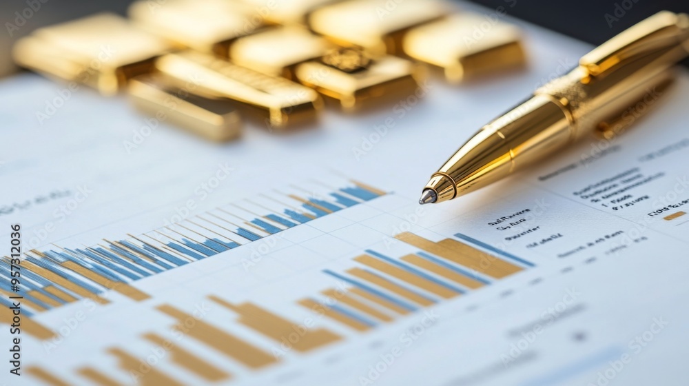 Fototapete a financial dashboard on a computer screen displaying a comprehensive gold price graph, with a golde