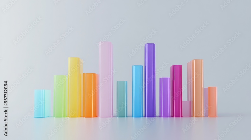 Poster 3d bar graph representing energy efficiency set against a white background
