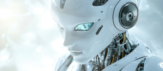 Fototapeta premium 3D Artwork Featuring a White Robot Wearing Headphones