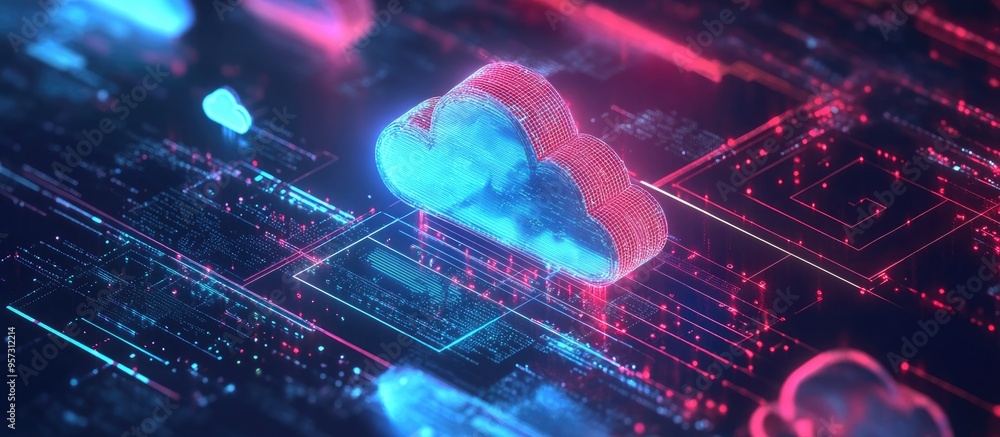 Poster 3d cloud computing digital services advanced technology solutions