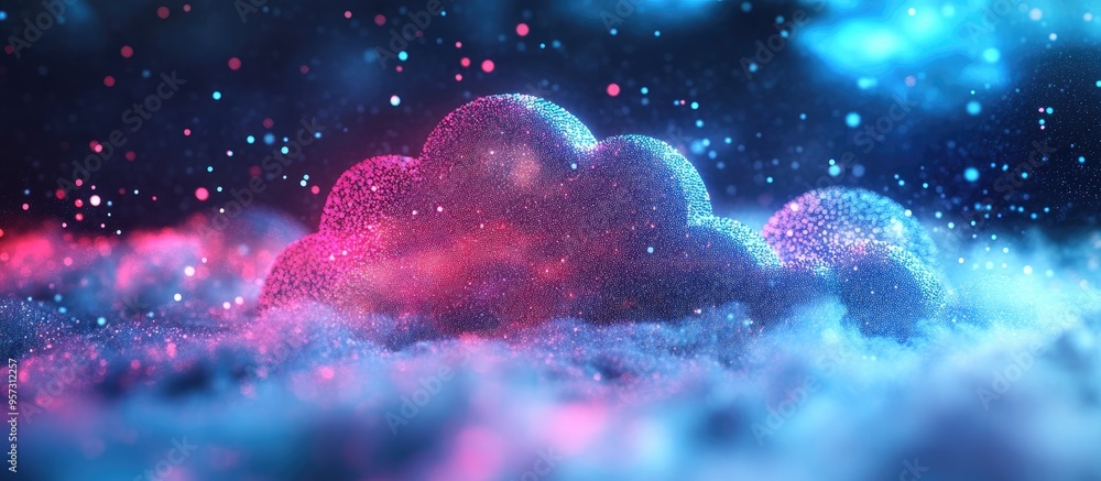 Poster 3d cloud computing digital services advanced technology solutions
