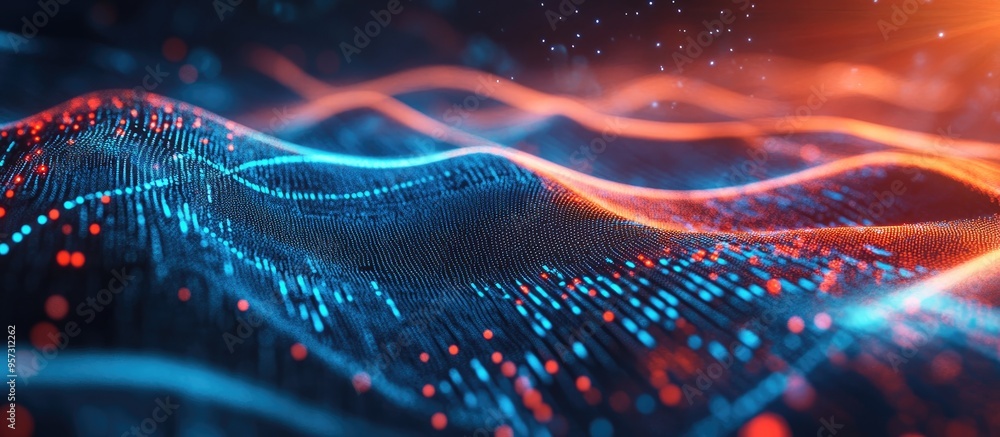 Poster 3d concept rendering of a next generation digital data network exchange standard in 5g technology
