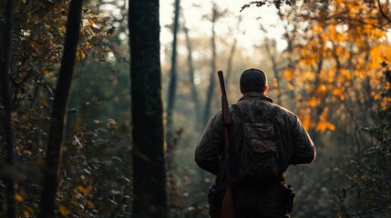 Obraz premium Hunter in Autumn Woods
