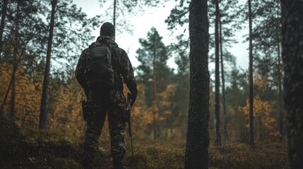 Obraz premium Solitary Hunter in the Woods