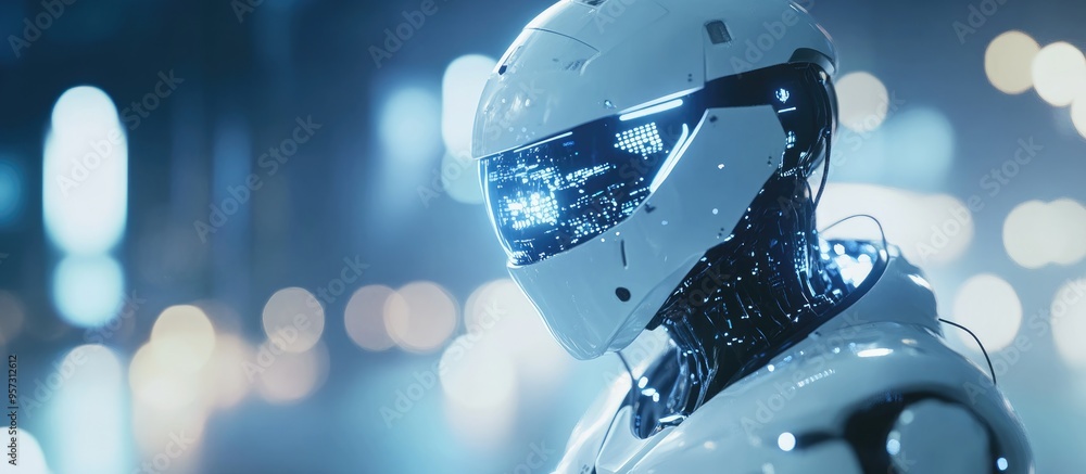 Poster 3d illustration of a humanoid robot also known as android displaying artificial intelligence during 