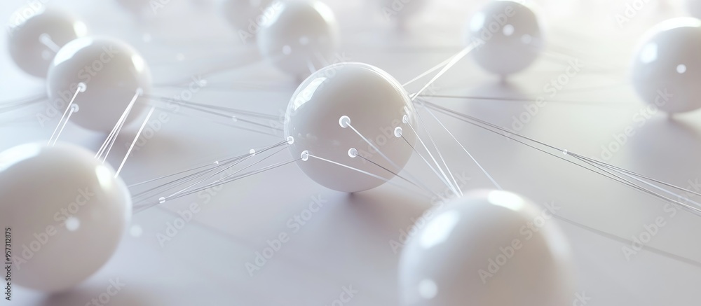 Aufkleber 3d abstract illustration featuring a white spherical shape connected by lines representing a technol