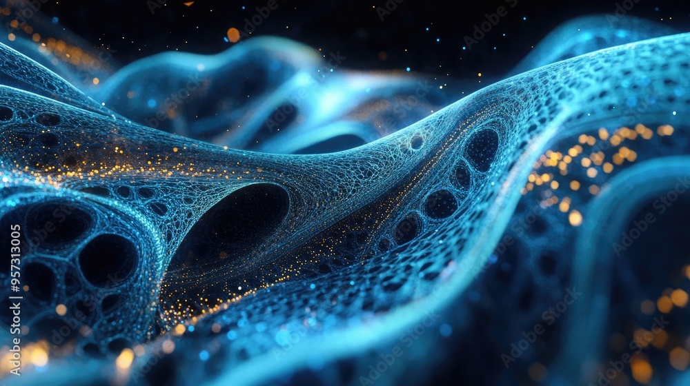 Poster 3d abstract technology background with fractal design rendering