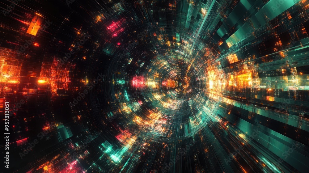 Poster 3d abstract technology background with fractal design rendering