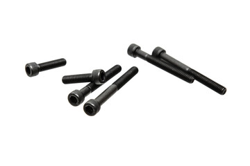 Black bolts for the tool hex. Modern fastening elements. Isolate on a white back