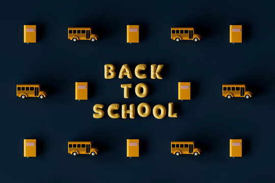 Back to School Pattern with School Buses and Books