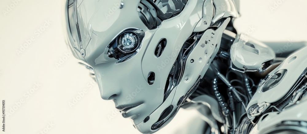 Poster 3d computer generated depiction of a robotic figure