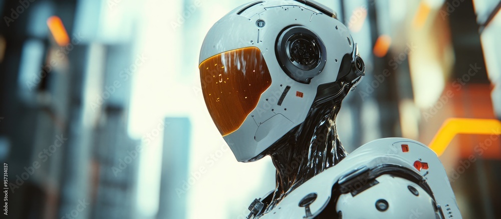 Poster 3d computer generated depiction of a robotic figure